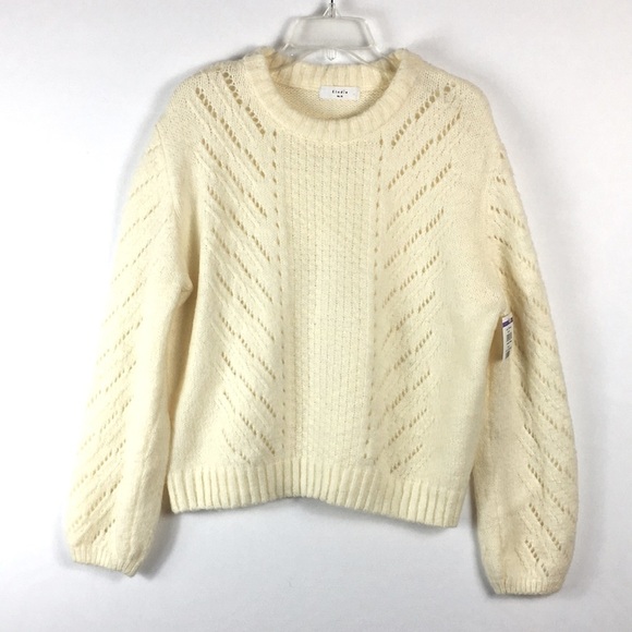 New from Nordstrom Elodie Long Sleeve Beige Pointelle Pullover Size XL - Picture 3 of 5